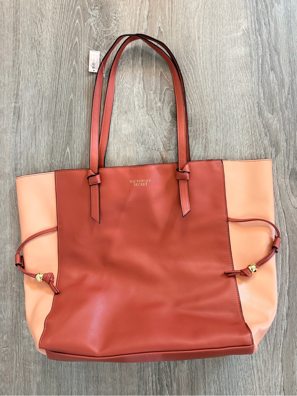 Victoria's Secret Two-Tone Coral and Peach Faux-Leather Tote
